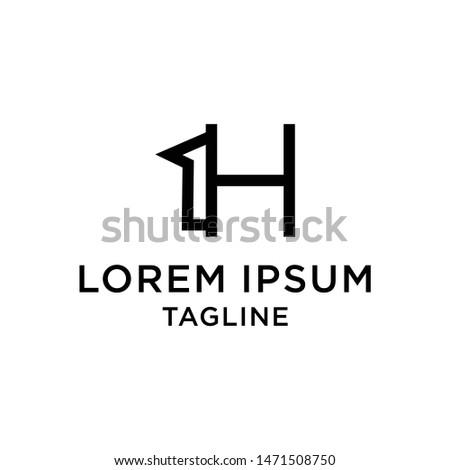 Initial letter and number logo, H and 1, H1, 1H, line logo design template