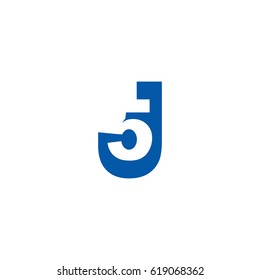 Initial letter and number logo, J and 5, J5, 5J, negative space flat blue