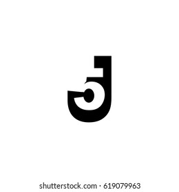 Initial letter and number logo, J and 5, J5, 5J, negative space black