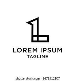 Initial letter and number logo, L and 1, L1, 1L, line logo design template