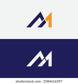 Initial letter and number logo, M and 1, M1, 1M, futuristic letter M1 or N1 logo concept vector icon.
