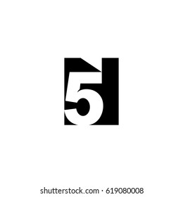 Initial letter and number logo, N and 5, N5, 5N, negative space black