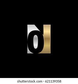 Initial letter and number logo, N and 0, N0, 0N, negative space silver gold