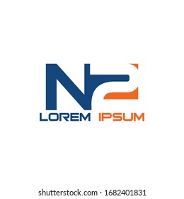 Initial letter and number logo, N2, 2N, N, 2, Logo design Vector element