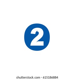 Initial letter and number logo, O and 2, 2O, O2, negative space blue