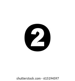 Initial letter and number logo, O and 2, 2O, O2, black negative space