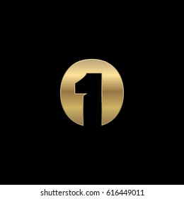 Initial letter and number logo, O and 1, O1, 1O, negative space gold black background