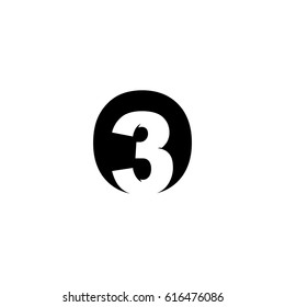 Initial letter and number logo, O and 3, O3, 3O, negative space black