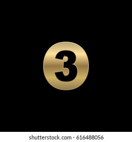 Initial letter and number logo, O and 3, 3O, O3, negative space gold