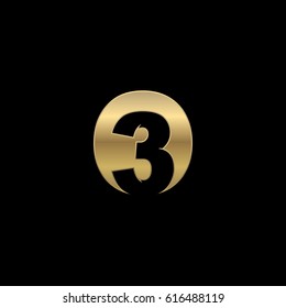 Initial letter and number logo, O and 3, O3, 3O, negative space gold