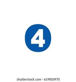 Initial letter and number logo, O and 4, 4O, O4, negative space flat blue