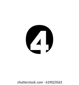 Initial letter and number logo, O and 4, O4, 4O, negative space black