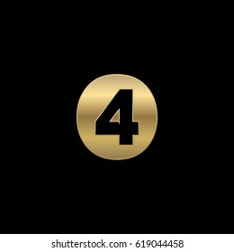 Initial letter and number logo, O and 4, 4O, O4, negative space gold