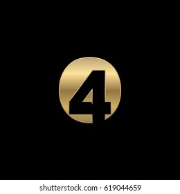 Initial letter and number logo, O and 4, O4, 4O, negative space gold