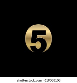 Initial letter and number logo, O and 5, O5, 5O, negative space gold