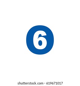 Initial letter and number logo, O and 6, 6O, O6, negative space flat blue