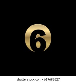 Initial letter and number logo, O and 6, O6, 6O, negative space gold