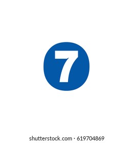 Initial letter and number logo, O and 7, O7, 7O, negative space flat blue