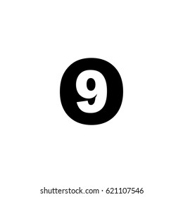 Initial letter and number logo, O and 9, 9O, O9, negative space black