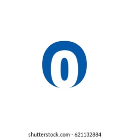 Initial letter and number logo, O and 0, O0, 0O, negative space flat blue