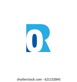 Initial letter and number logo, R and 0, 0R, R0, negative space flat blue
