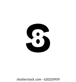 Initial letter and number logo, S and 8, S8, 8S, negative space