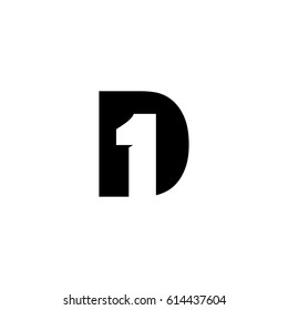 Initial letter and number logo, U and 1, U1, 1U, black negative space