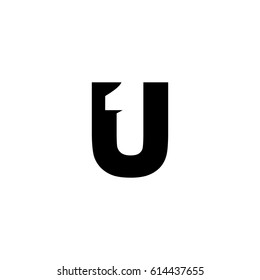 Initial letter and number logo, U and 1, U1, 1U, black negative space