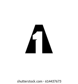 Initial letter and number logo, U and 1, U1, 1U, black negative space