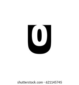 Initial letter and number logo, U and 0, U0, 0U, negative space black