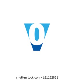Initial letter and number logo, V and 0, V0, 0V, negative space flat blue