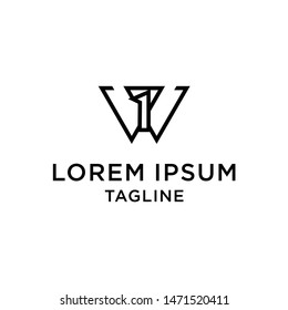 Initial letter and number logo, W and 1, W1, 1W, line logo design template