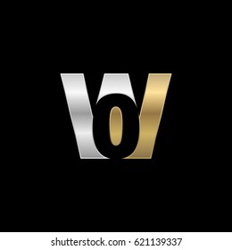 Initial letter and number logo, W and 0, W0, 0W, negative space silver gold