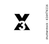 Initial letter and number logo, X and 3, X3, 3X, negative space black