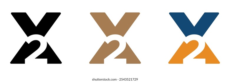 Initial letter and number logo X2 vector signs set