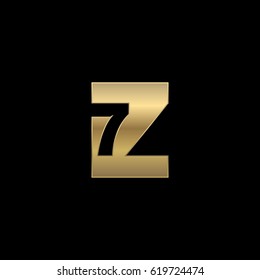 Initial letter and number logo, Z and 7, Z7, 7Z, negative space gold