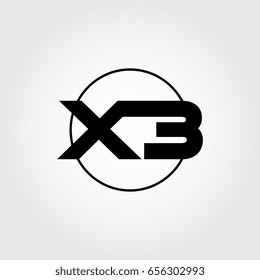 initial letter with number, X3 logo
