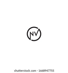 Initial Letter NV circle monogram cool modern logo