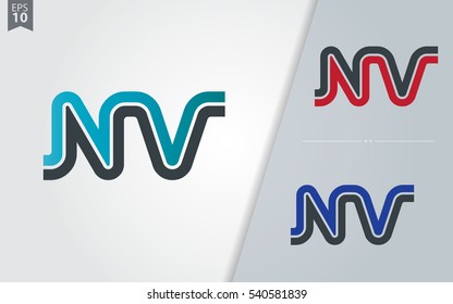 Initial Letter NV Linked Design Logo Company
