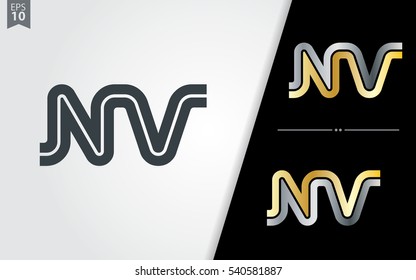 Initial Letter NV Linked Design Logo Company