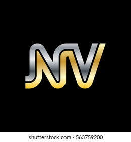 Initial Letter NV Linked Design Logo
