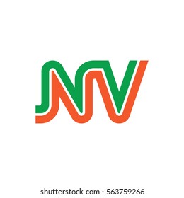 Initial Letter NV Linked Design Logo
