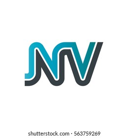 Initial Letter NV Linked Design Logo