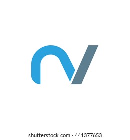 initial letter nv linked round lowercase logo blue