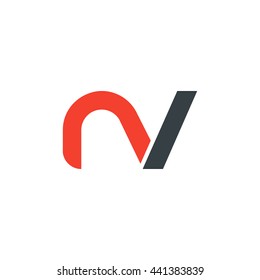 initial letter nv linked round lowercase logo red