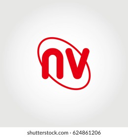 initial letter nv logo red on white background