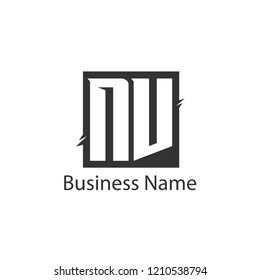 Initial Letter NV Logo Template Design