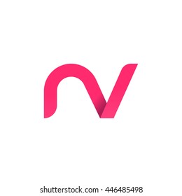 Anfangsbuchstabe nv modern verknüpfter Kreis rund Kleinbuchstabe Logo rosa