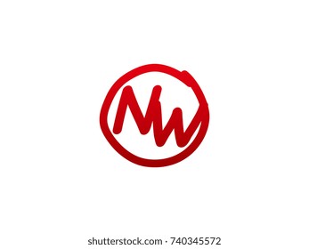The initial letter NW handwritten logo