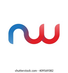initial letter nw linked round lowercase logo blue red